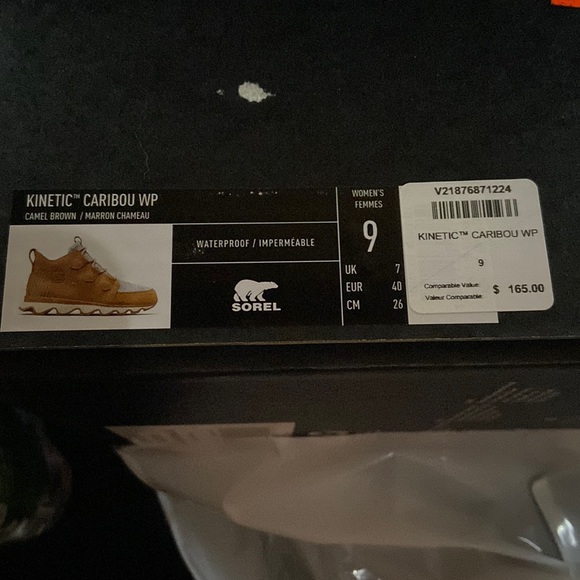 SOREL WOMENS KINETIC CARIBOU WATERPROOF BOOTS IN CAMEL BROWN/ GRAY -NIB - Picture 16 of 16